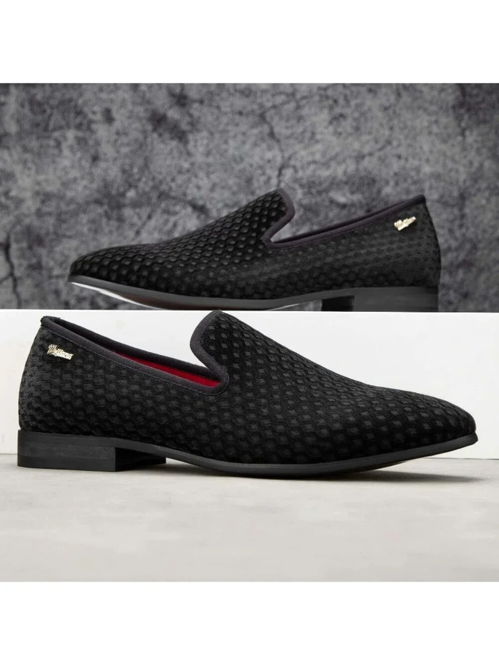 Meijiana Men's Black01 Velvet Loafer Embossed Pattern Slip On Tuxedo Dress Shoes